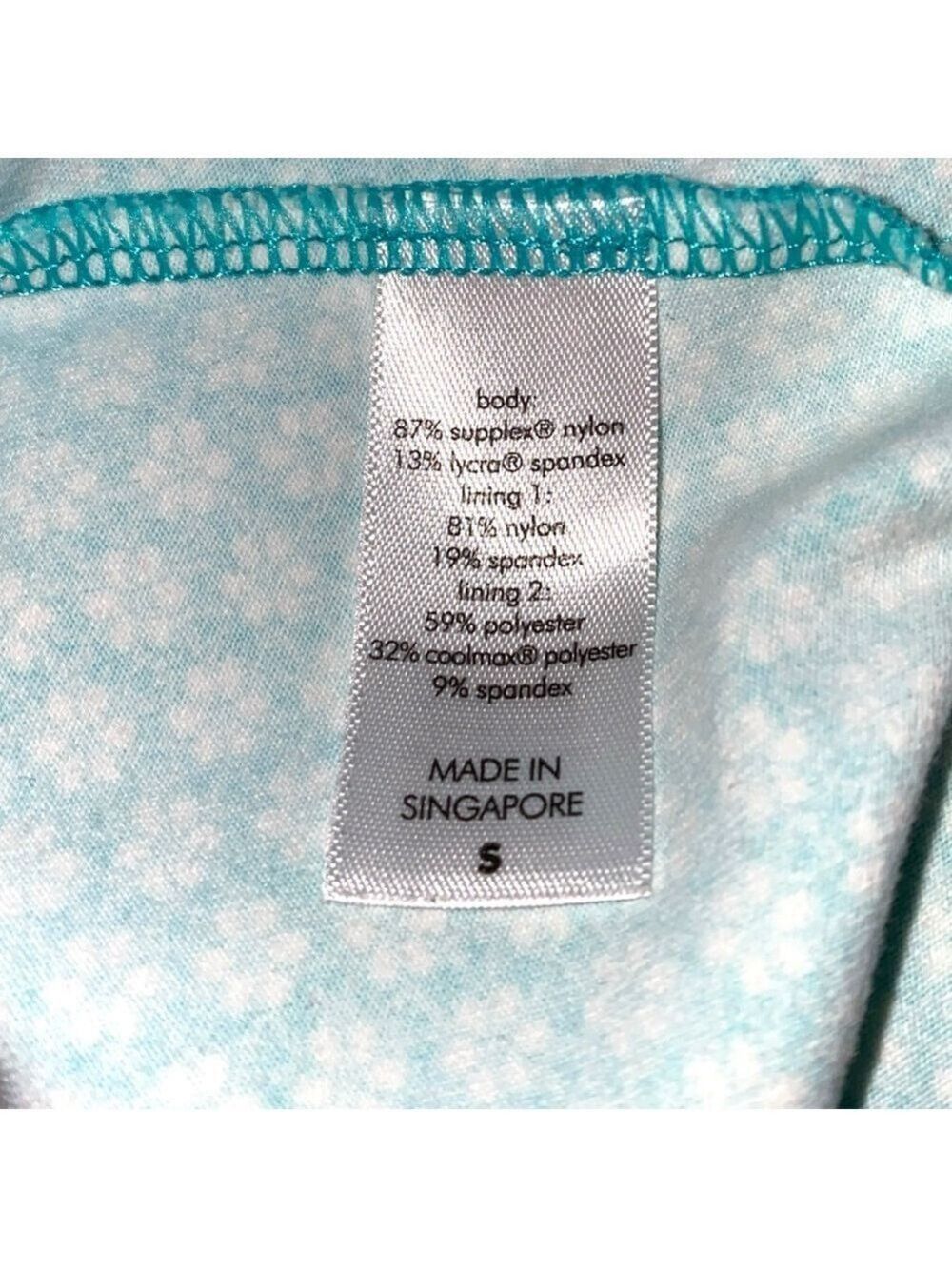 Lucy Floral Turquoise Blue Built In Bra Workout Top Size Small - Picture 5 of 6
